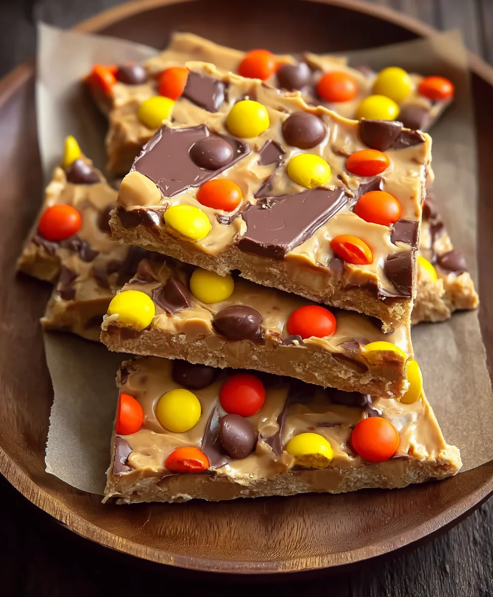 Reese's Pieces Peanut Butter Bark-Easy No-Bake Treat