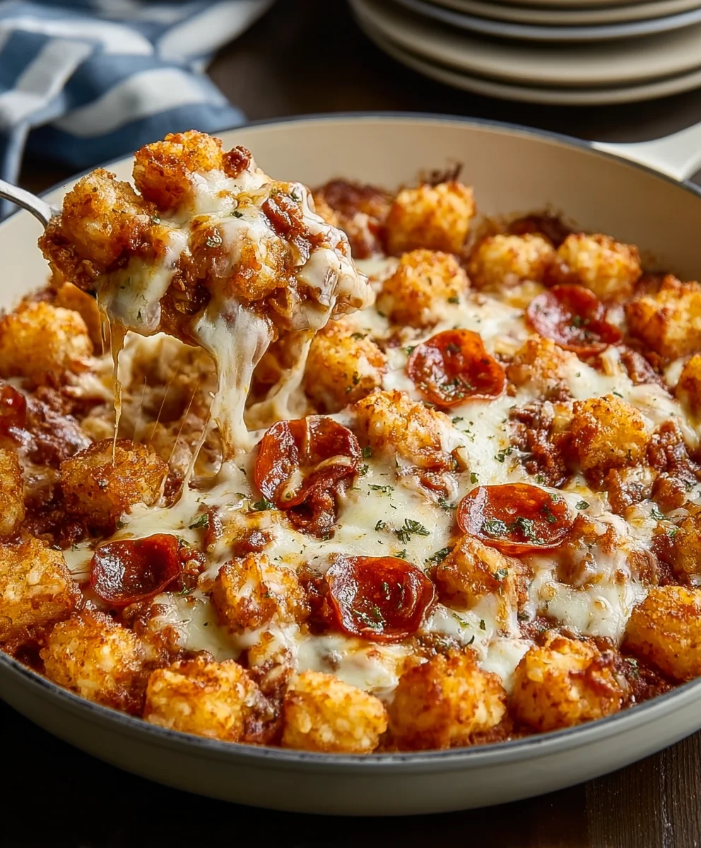 Easy Beef Pizza Tot Casserole Recipe