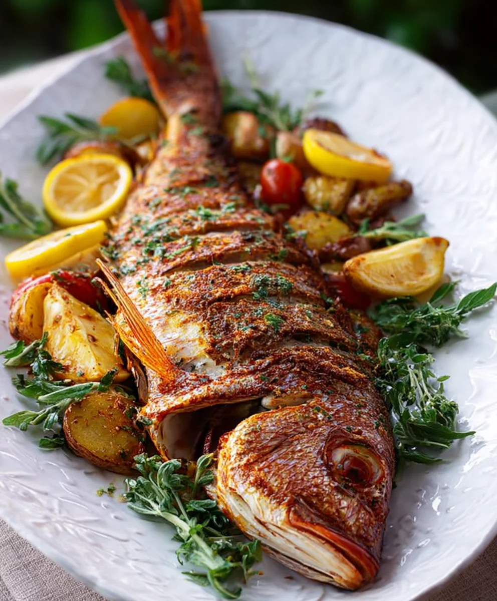 Oven Baked Whole Yellowtail Snapper-Easy Meal