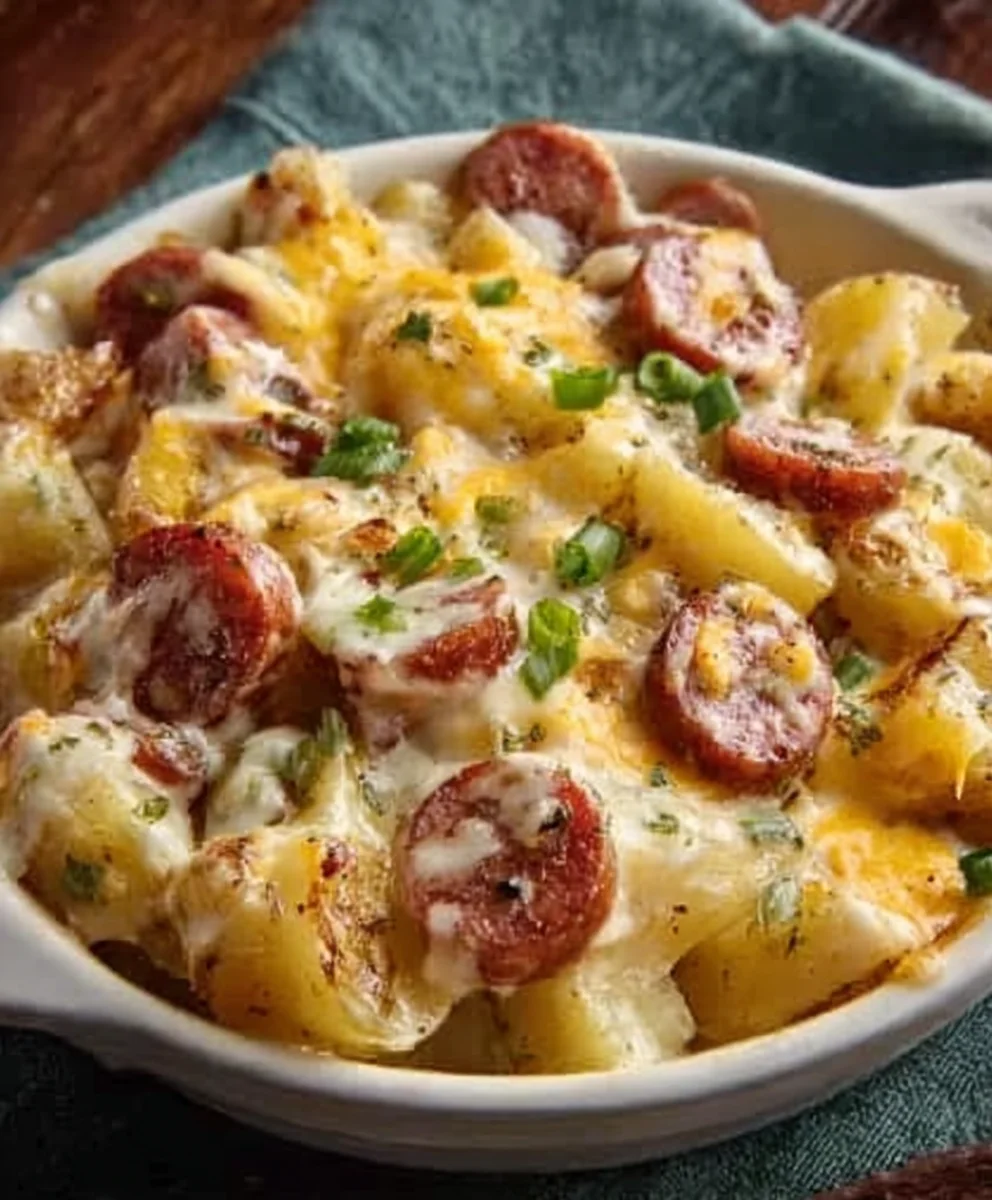 Cheesy Beef Ranch Potatoes Sausage Skillet