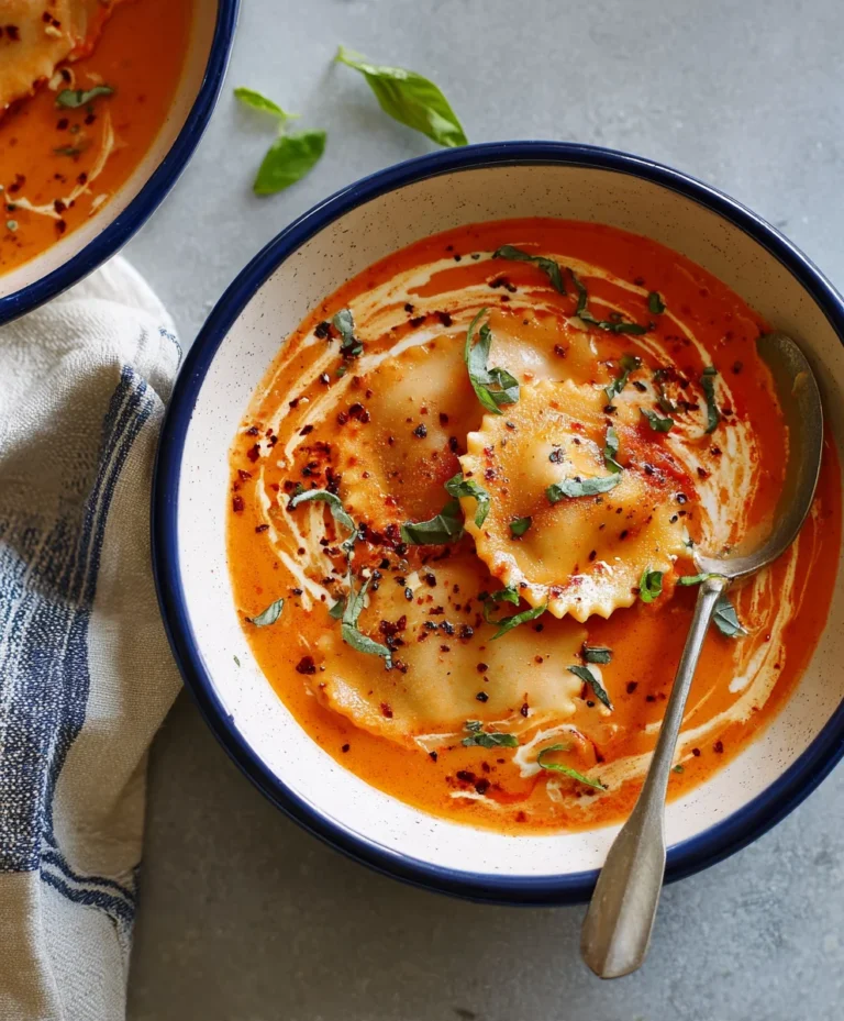 Roasted Red Pepper Ravioli Soup- Easy Comforting Meal
