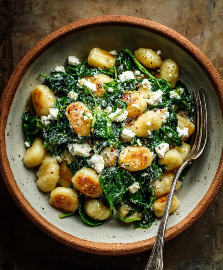 Crispy Gnocchi Spinach Feta Recipe