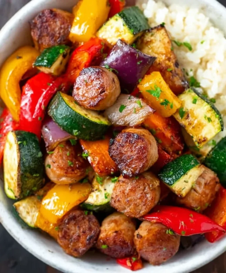 Quick Air Fryer Beef Sausage & Veggies