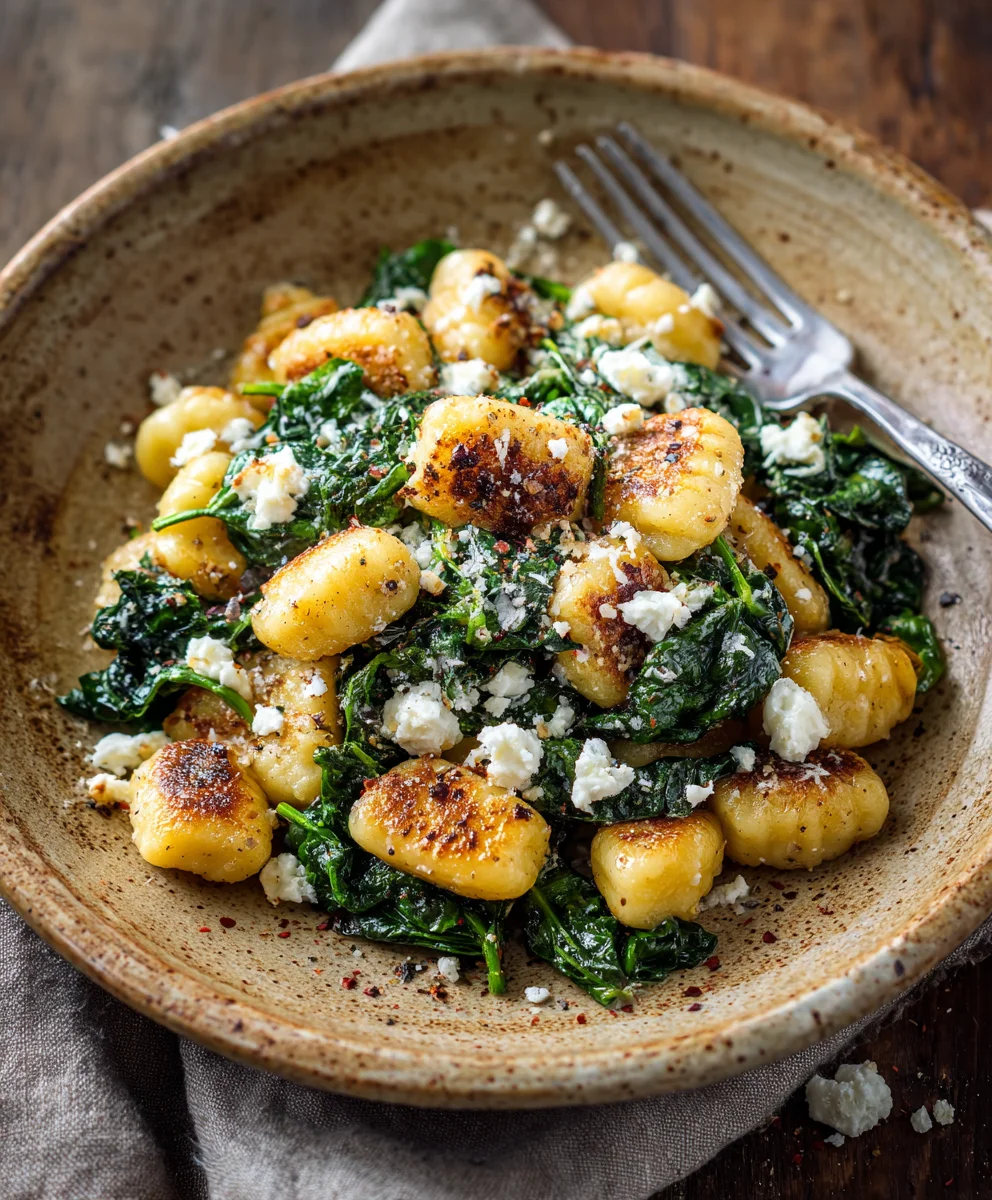 Crispy Gnocchi Spinach Feta Recipe