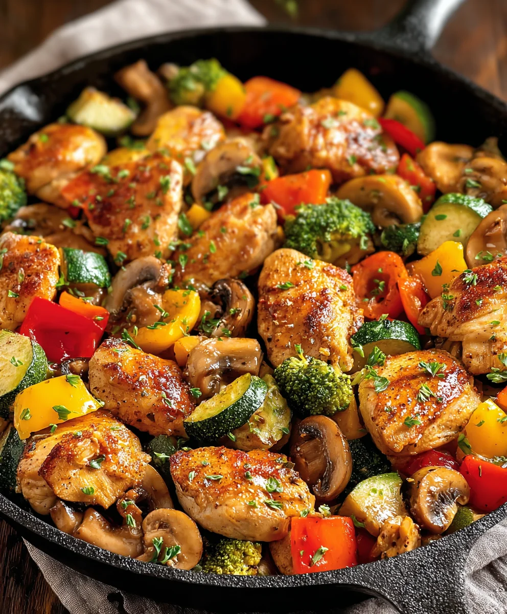 Healthy Chicken & Veggie Skillet - Easy Dinner