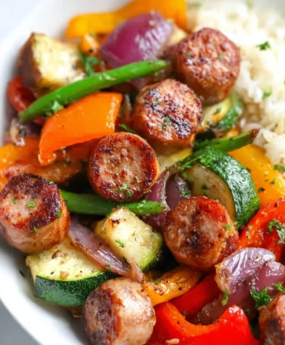 Quick Air Fryer Beef Sausage & Veggies