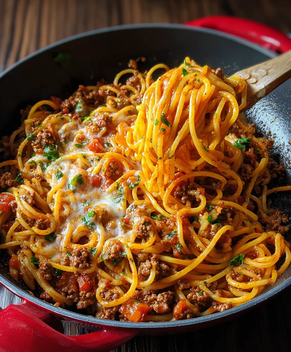 Easy One Pot Taco Spaghetti - Quick Weeknight Dinner