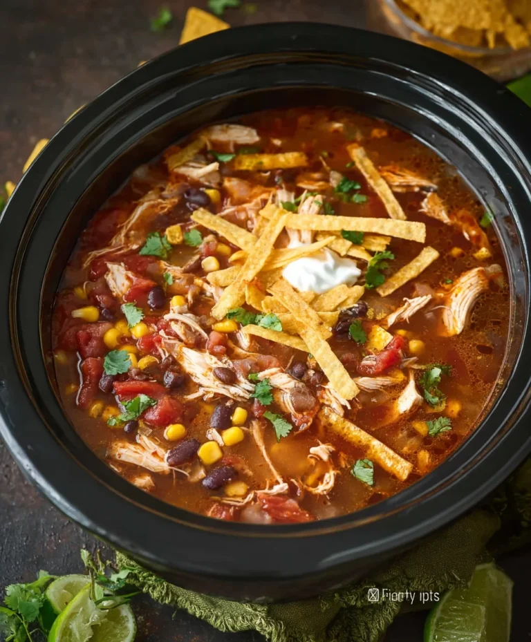 Easy Crockpot Chicken Tortilla Soup Recipe