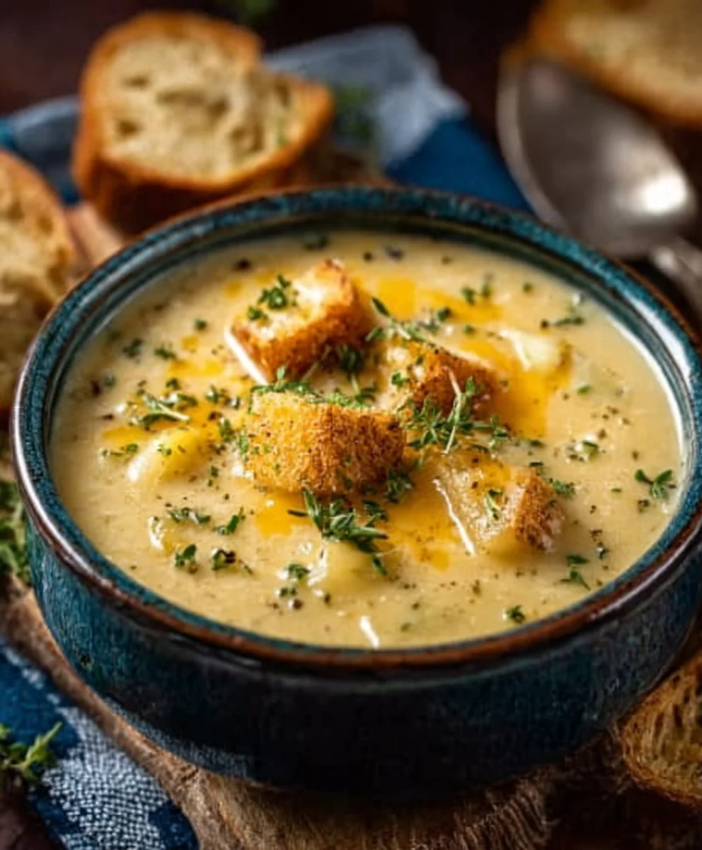 Hearty Cheddar Garlic Herb Potato Soup-Easy Recipe