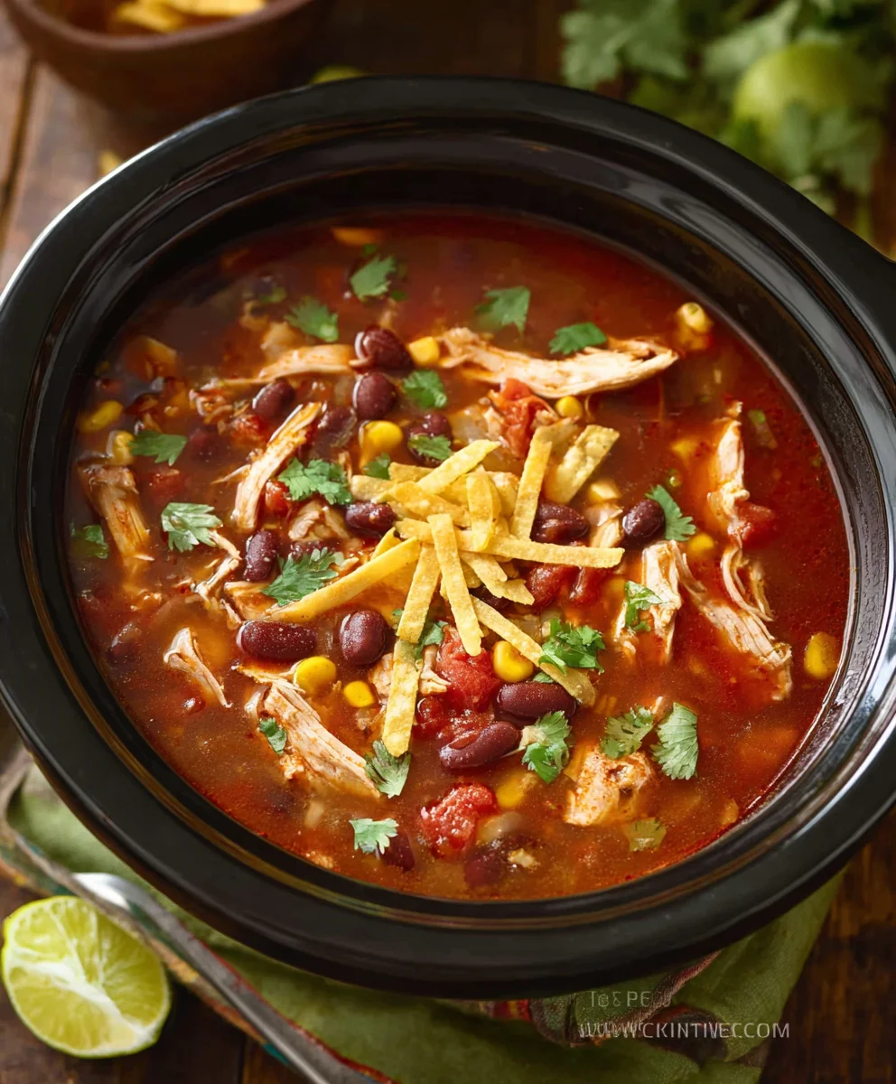Easy Crockpot Chicken Tortilla Soup Recipe