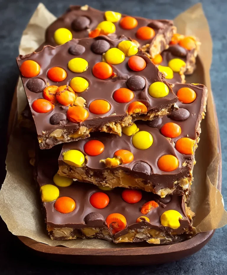 Reese’s Pieces Peanut Butter Bark-Easy No-Bake Treat