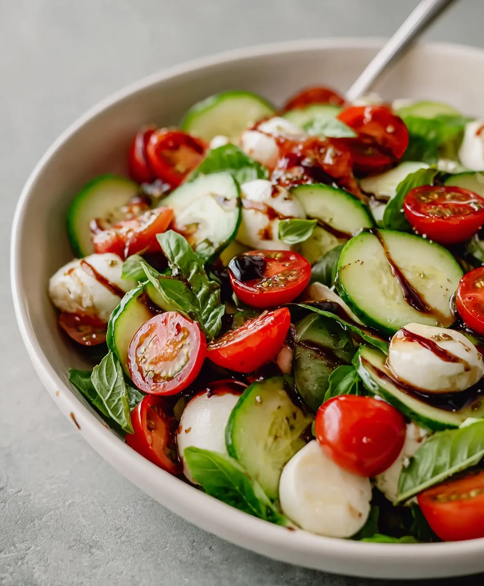 Fresh Cucumber Caprese Salad - Cool & Refreshing Bite