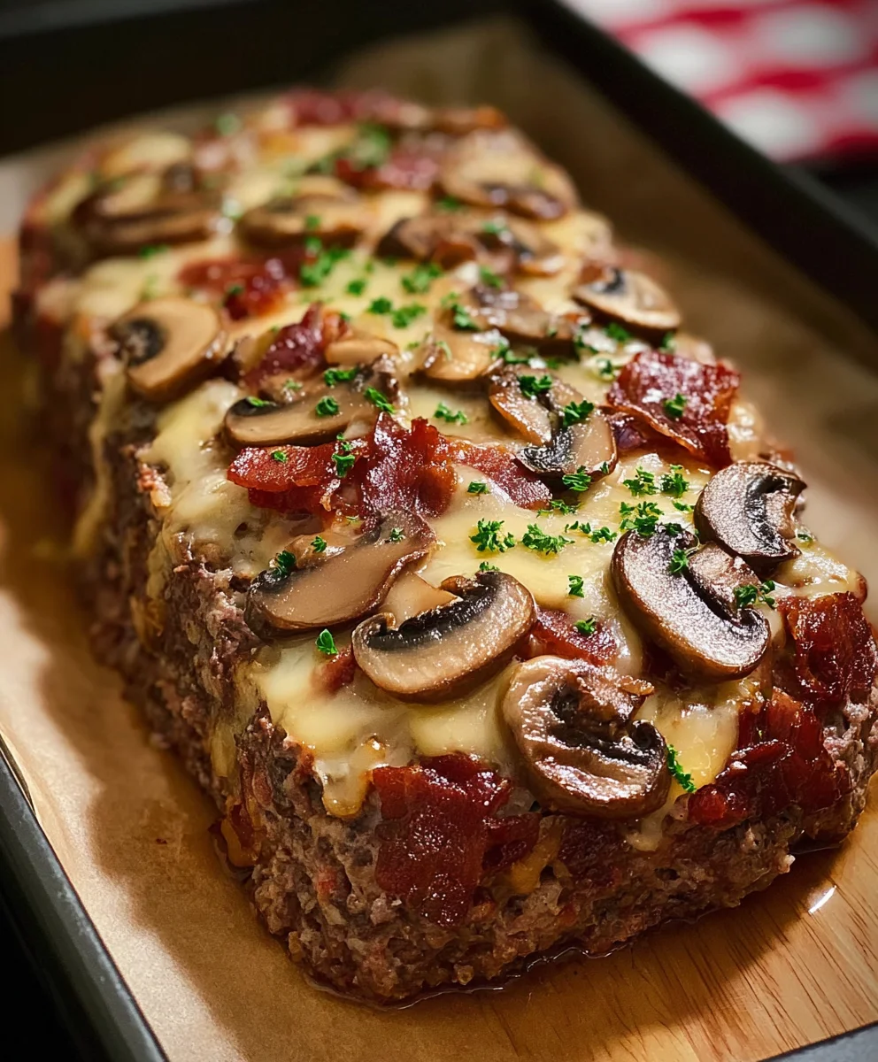 Beef Beef Bacon Mushroom Swiss Meatloaf-Ultimate Flavor