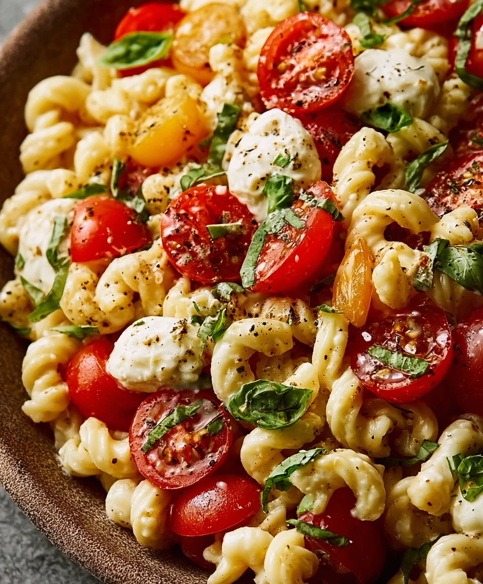 Creamy Caprese Pasta Salad-Easy & Delicious