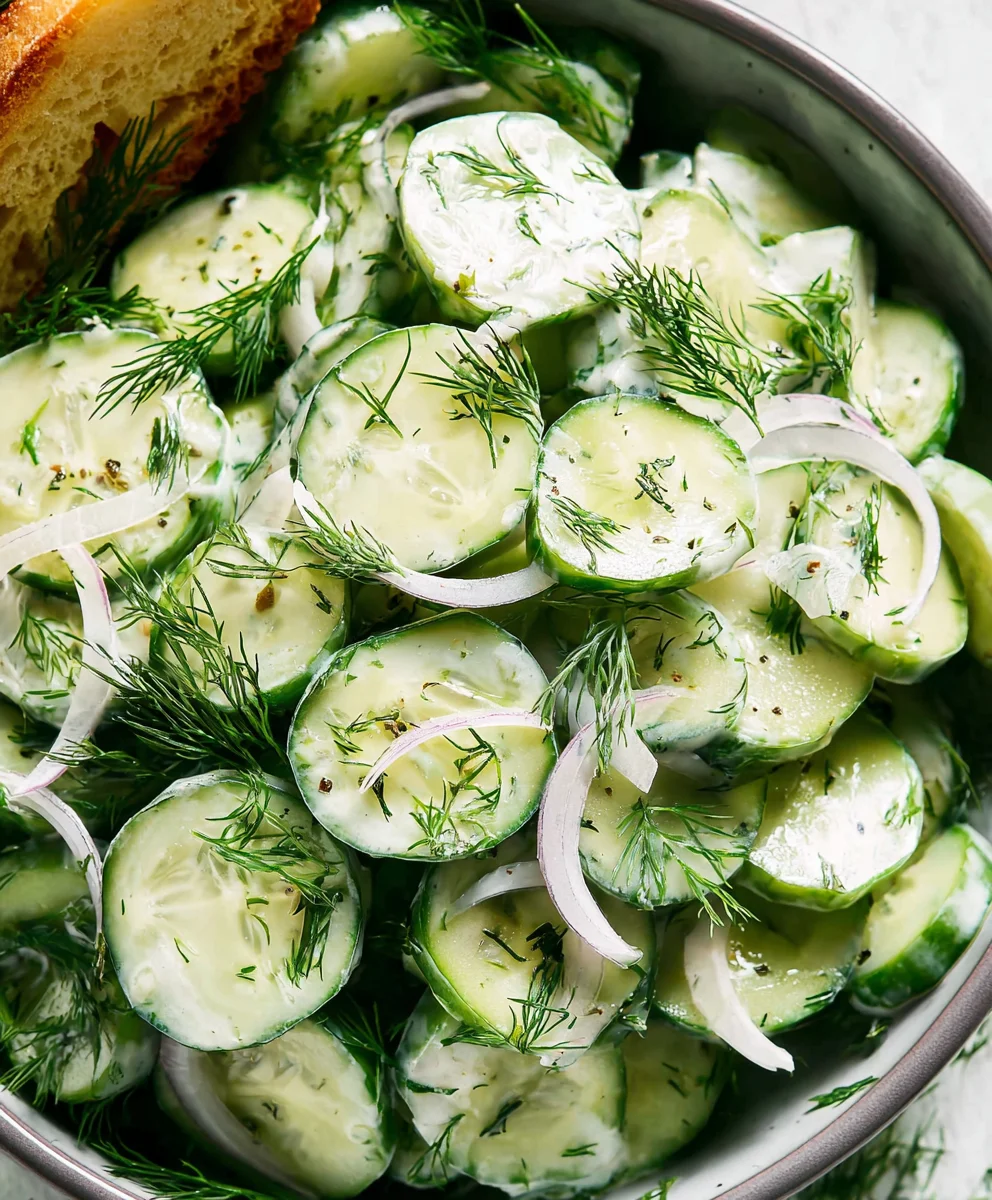 Creamy Cucumber Salad- Easy & Delicious Recipe