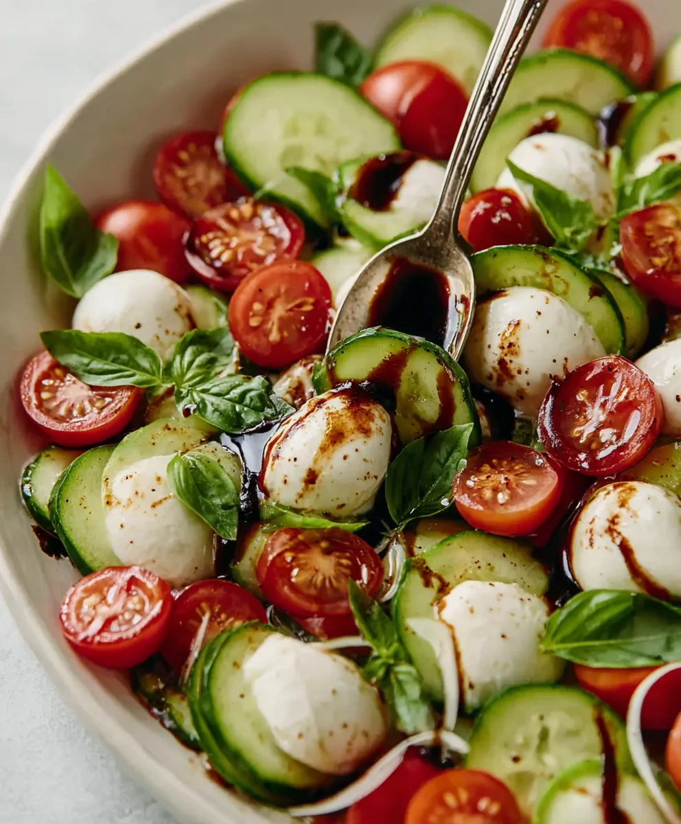 Fresh Cucumber Caprese Salad - Cool & Refreshing Bite