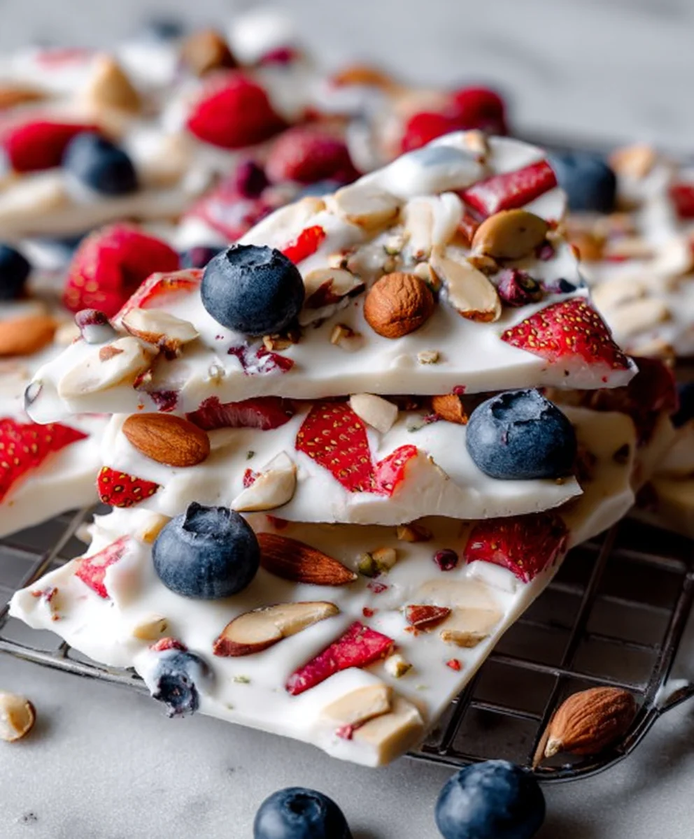 Easy Frozen Yogurt Bark-Berries Nuts Recipe