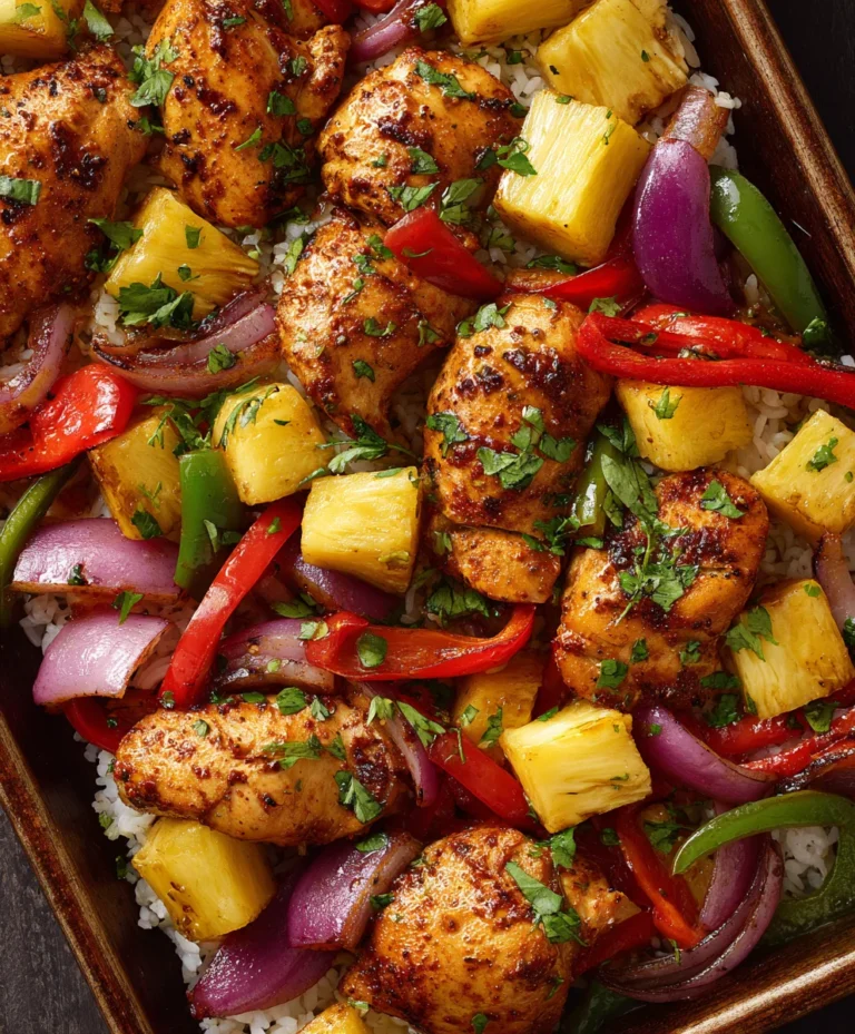 Easy Hawaiian Chicken Sheet Pan Dinner
