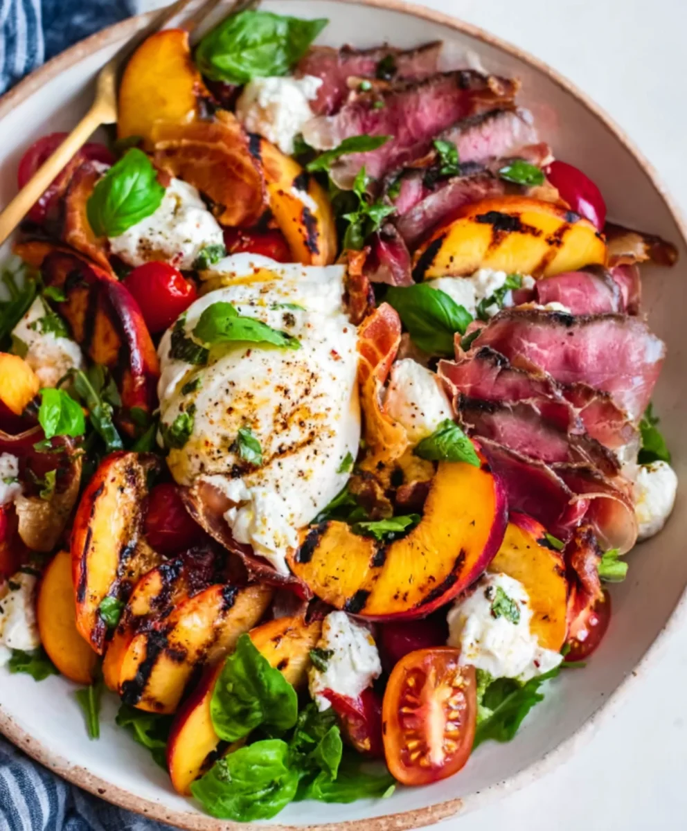 Grilled Nectarine Beef Beef Prosciutto Burrata Salad