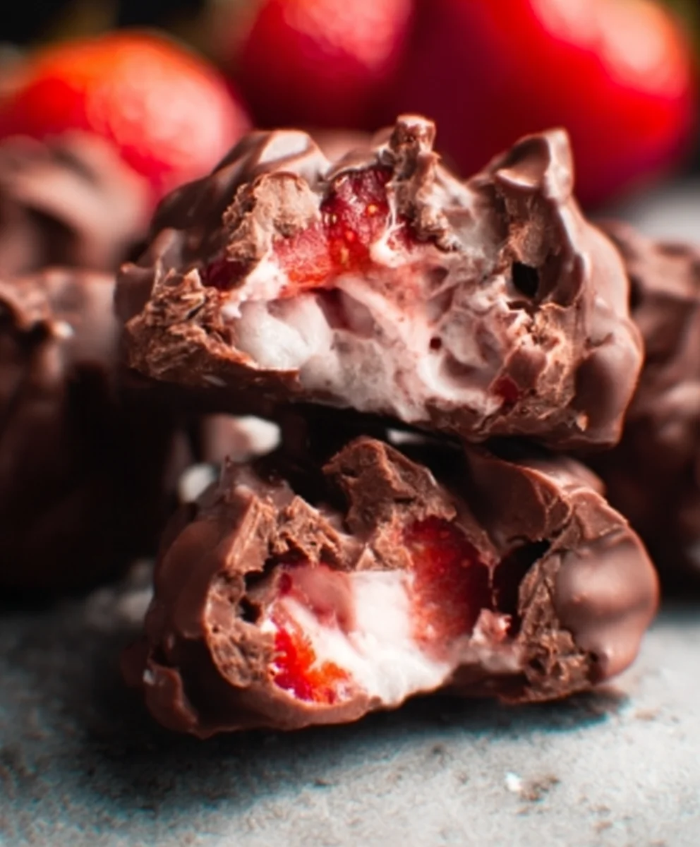 Chocolate Strawberry Yogurt Clusters- Easy Healthy Treat