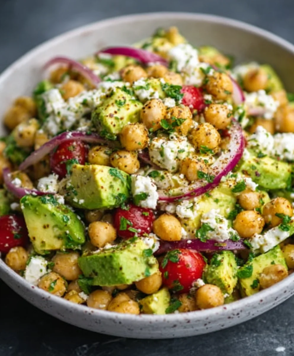 Chickpea Feta Avocado Salad - Fresh & Easy Recipe