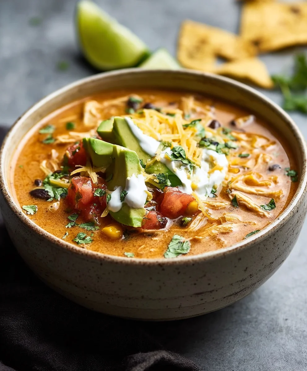 Creamy Chicken Enchilada Soup-Quick & Easy Recipe