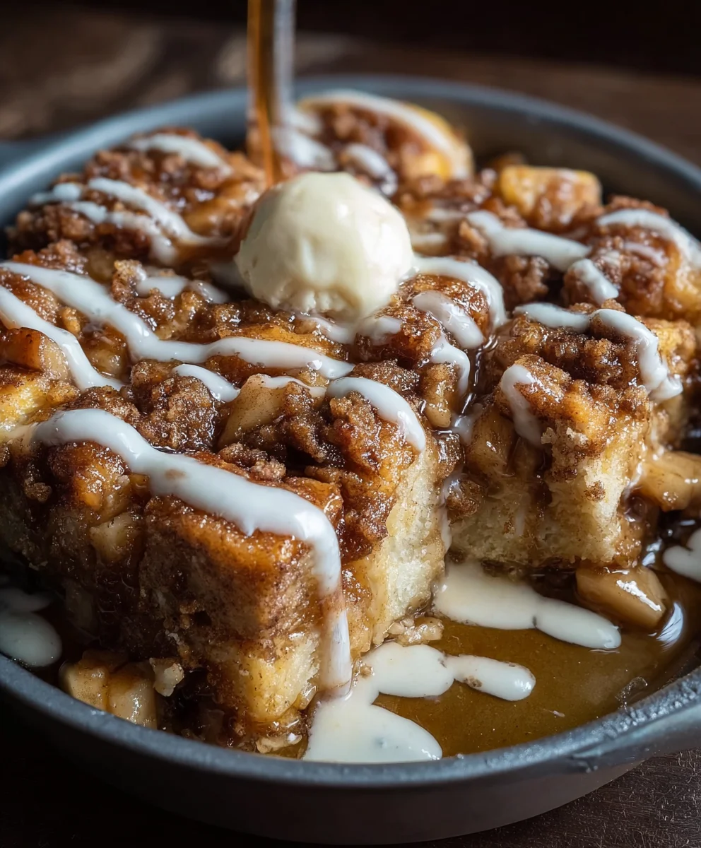 Apple Crisp Cinnamon Roll Casserole Bake