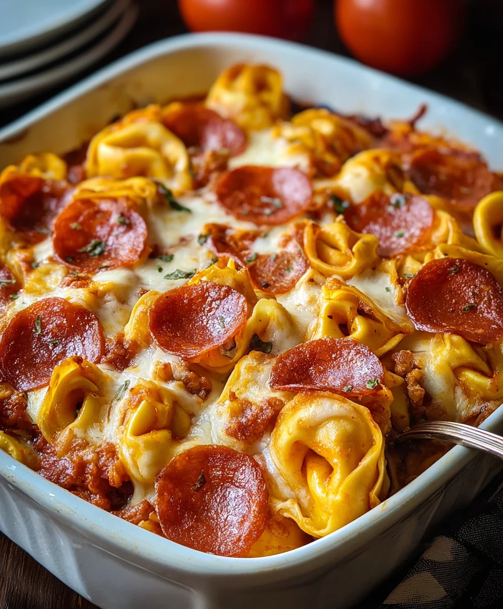 Easy Beef Beef Pepperoni Tortellini Pizza Casserole
