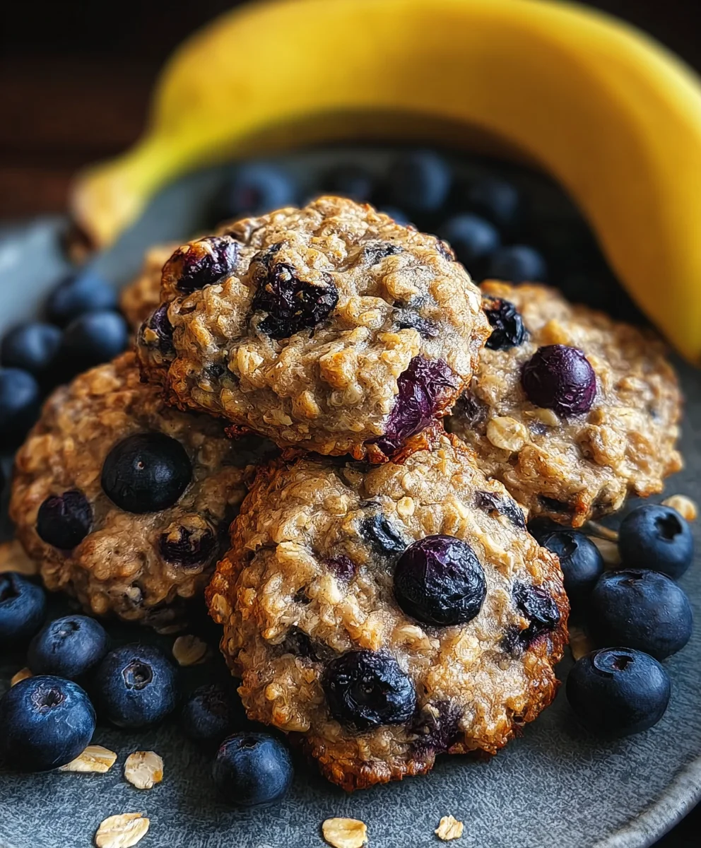 Easy Banana Blueberry Breakfast Cookies