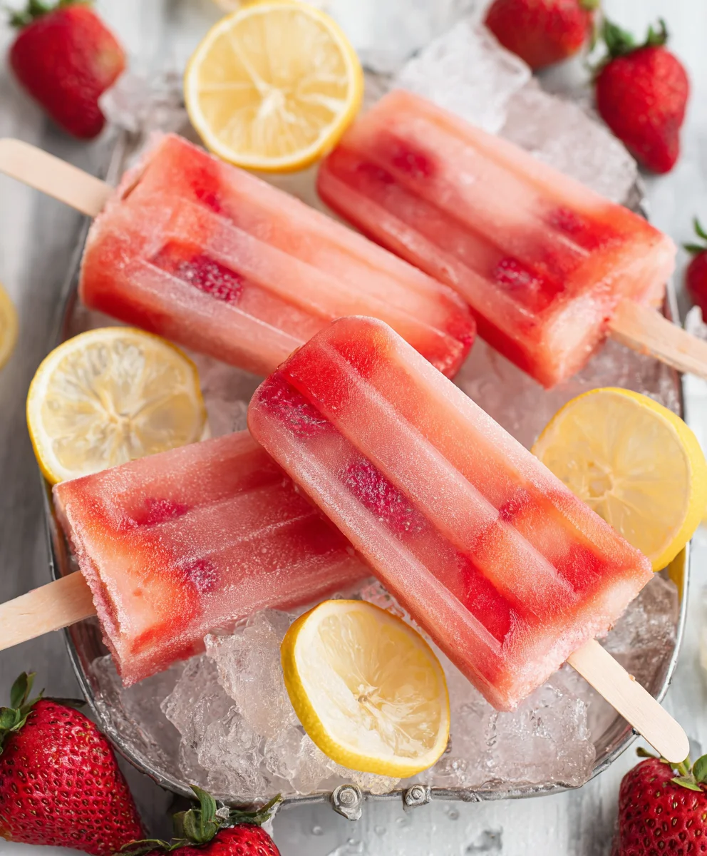 Easy Strawberry Lemonade Popsicles-Refreshing Summer Treat