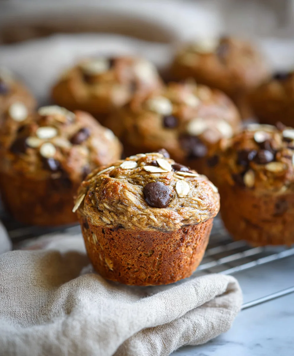 Healthy Banana Oatmeal Muffins Chocolate Chip - Easy Recipe