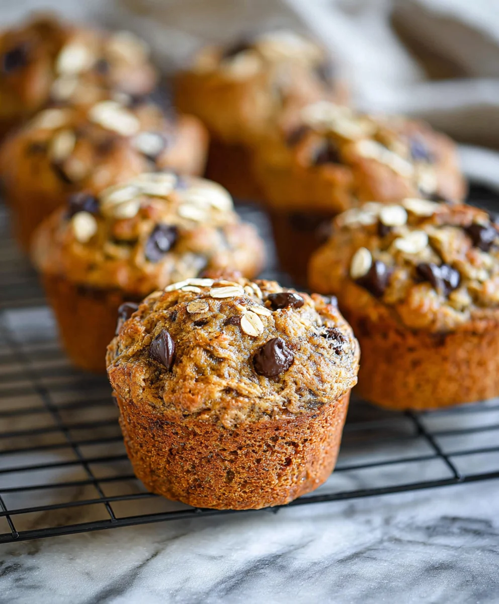 Healthy Banana Oatmeal Muffins Chocolate Chip - Easy Recipe