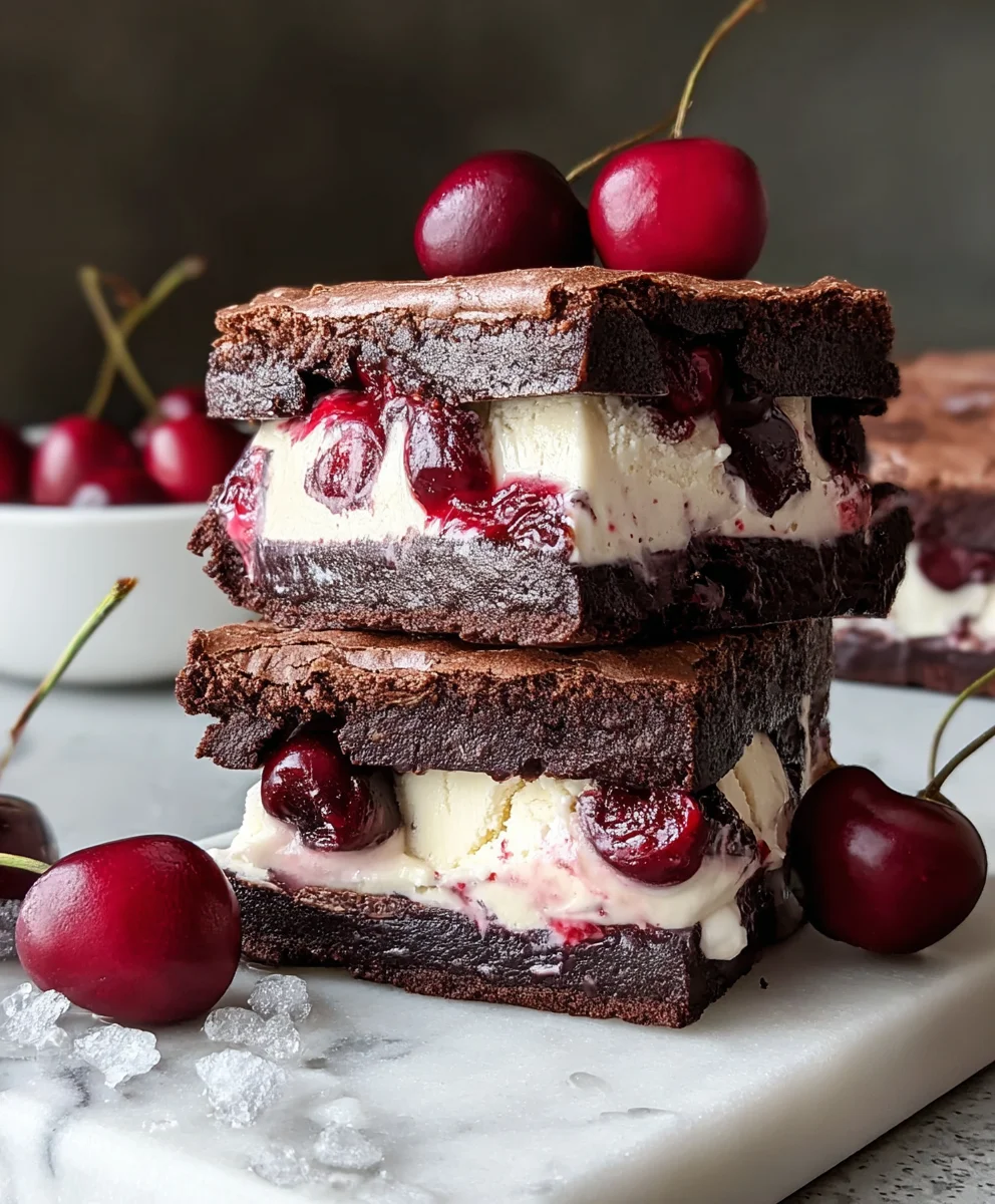 Cherry Brownie Ice Cream Sandwiches-Sweet Treat