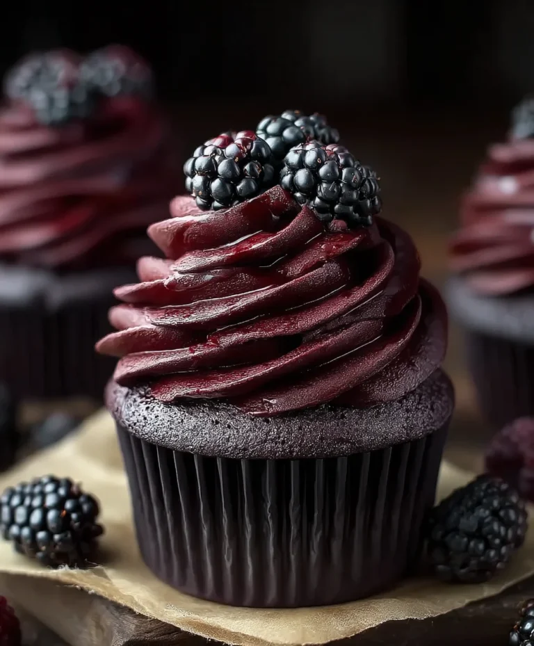 Dark Chocolate Blackberry Cupcakes-Rich Flavor