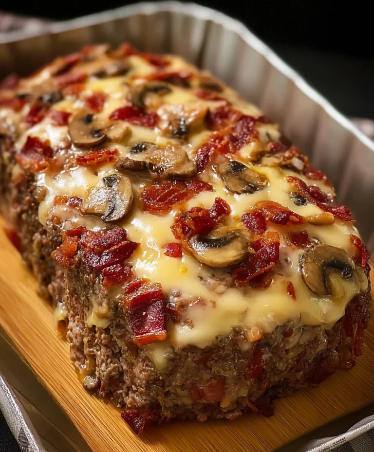 Beef Beef Bacon Mushroom Swiss Meatloaf-Ultimate Flavor