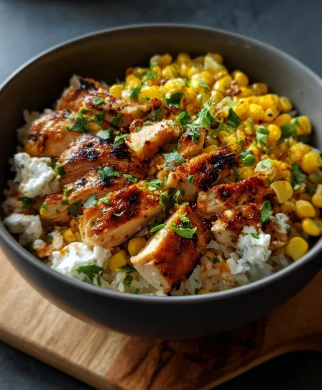 Street Corn Chicken Rice Bowl