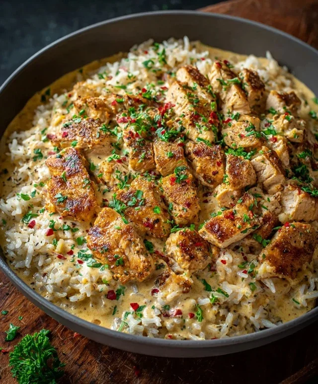 High Protein Creamy Cajun Chicken Rice