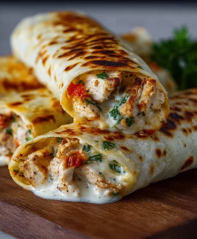 Low Carb Cheesy Garlic Chicken Wraps