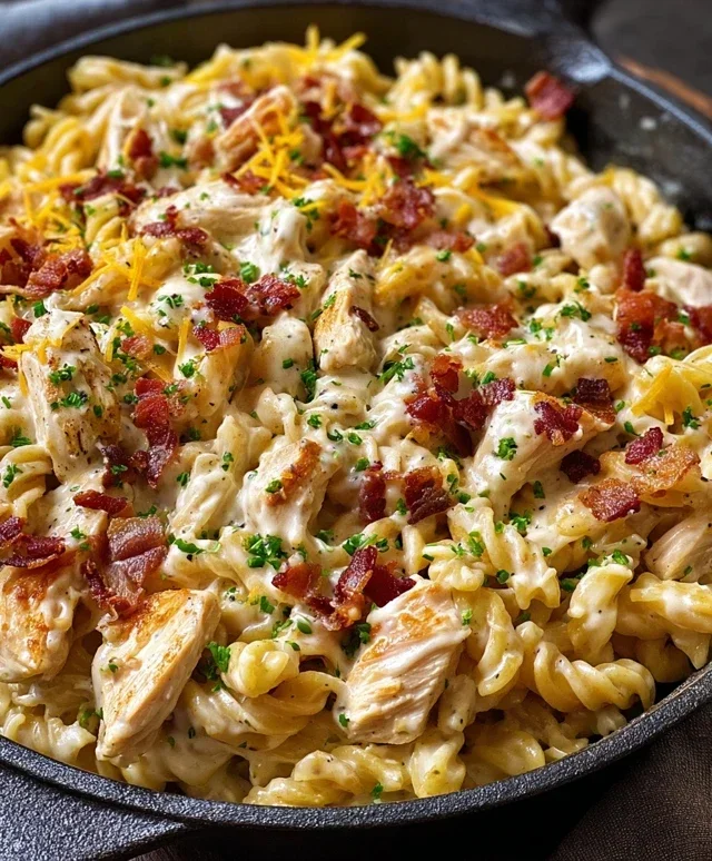 One-Pan Creamy Ranch Beef Beef Bacon Chicken Pasta