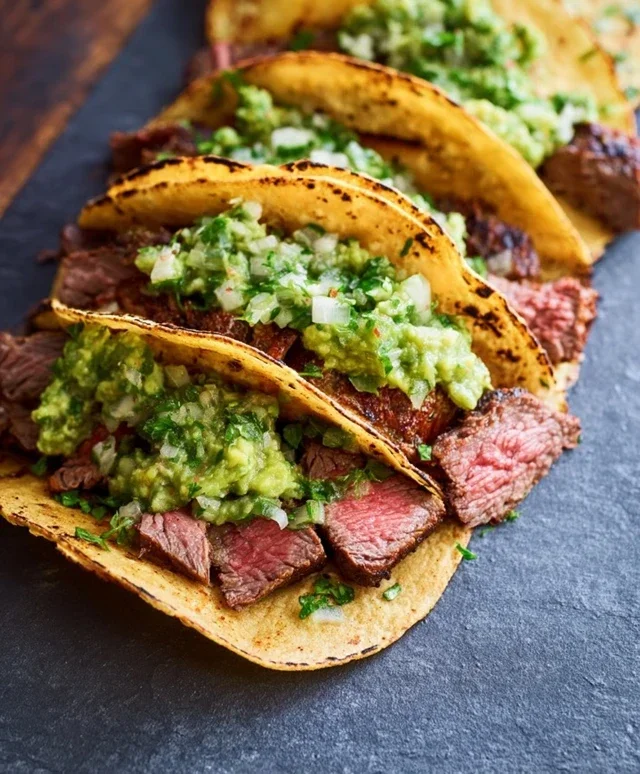 Grilled Steak Tacos with Avocado Salsa