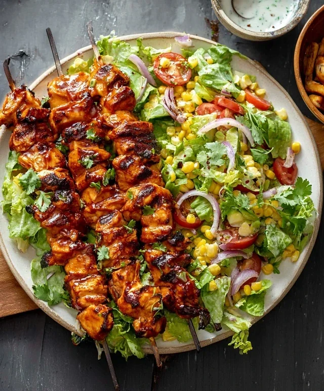 BBQ Chicken Skewer Salad