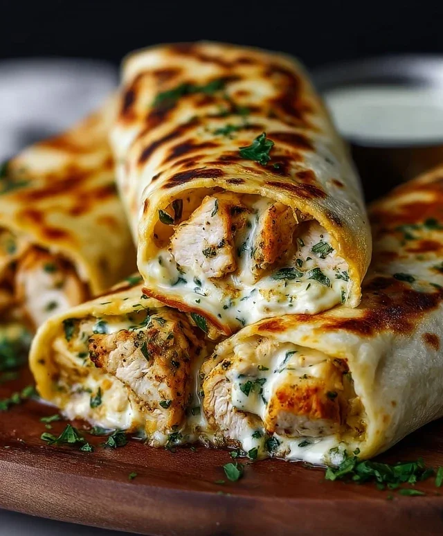 Low Carb Cheesy Garlic Chicken Wraps