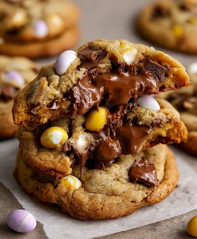 Brown Butter Cadbury Creme Egg Chocolate Chip Cookies