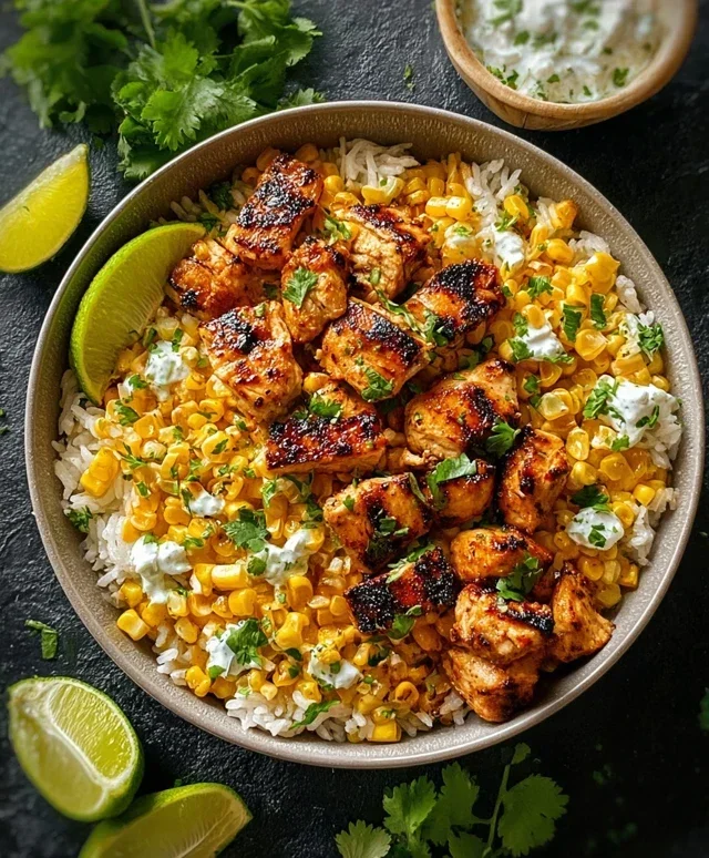 Street Corn Chicken Rice Bowl