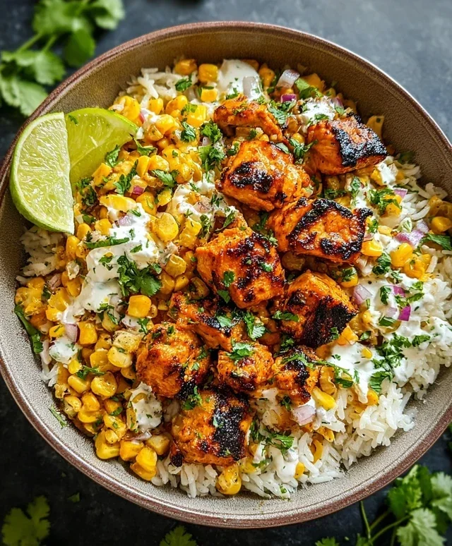 Street Corn Chicken Rice Bowl