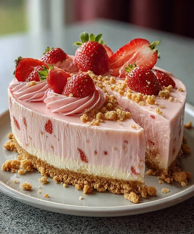 Pink Strawberry Crunch Cheesecake
