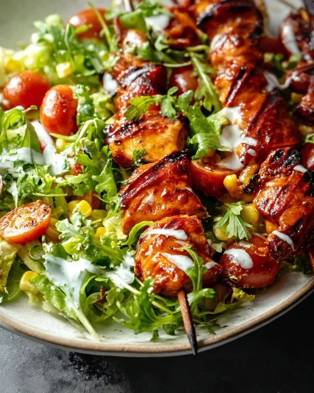 BBQ Chicken Skewer Salad