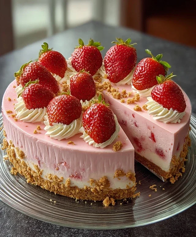 Pink Strawberry Crunch Cheesecake