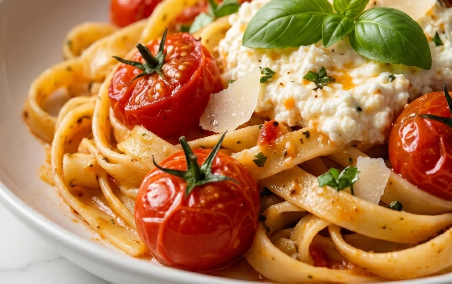 Roasted Tomato and Garlic Ricotta Pasta