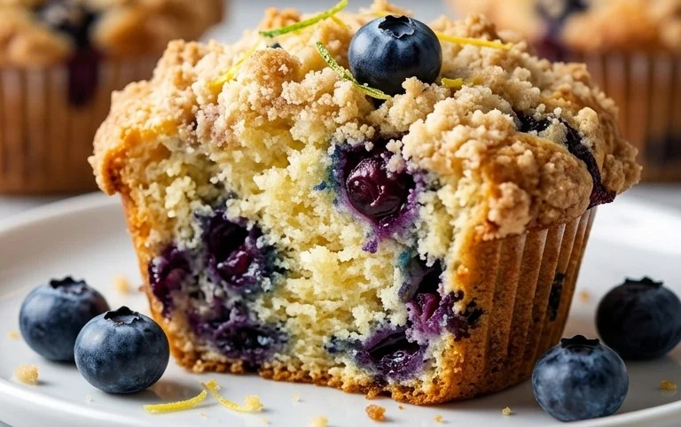 Lemon Blueberry Streusel Muffins